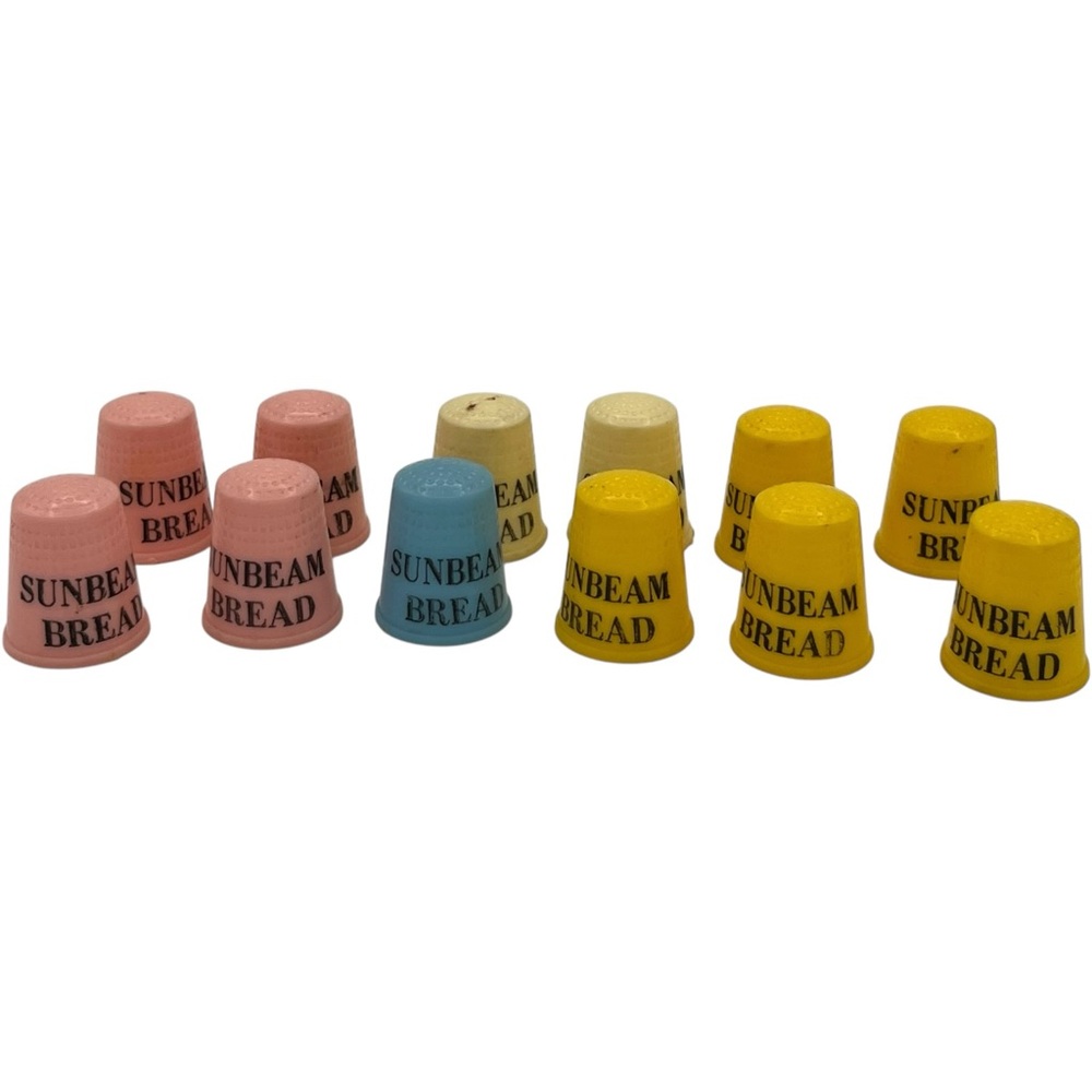 Vintage Sunbeam Bread Advertising Promotional Plastic Thimble Lot